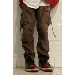 Basketcase Gallery Flight Cargos - Brown Straight Leg Relaxed Wool Cargo Pants
